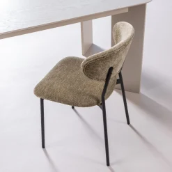 Clearance WOOOD Kjeld eetkamerstoel chenille structuur Groen