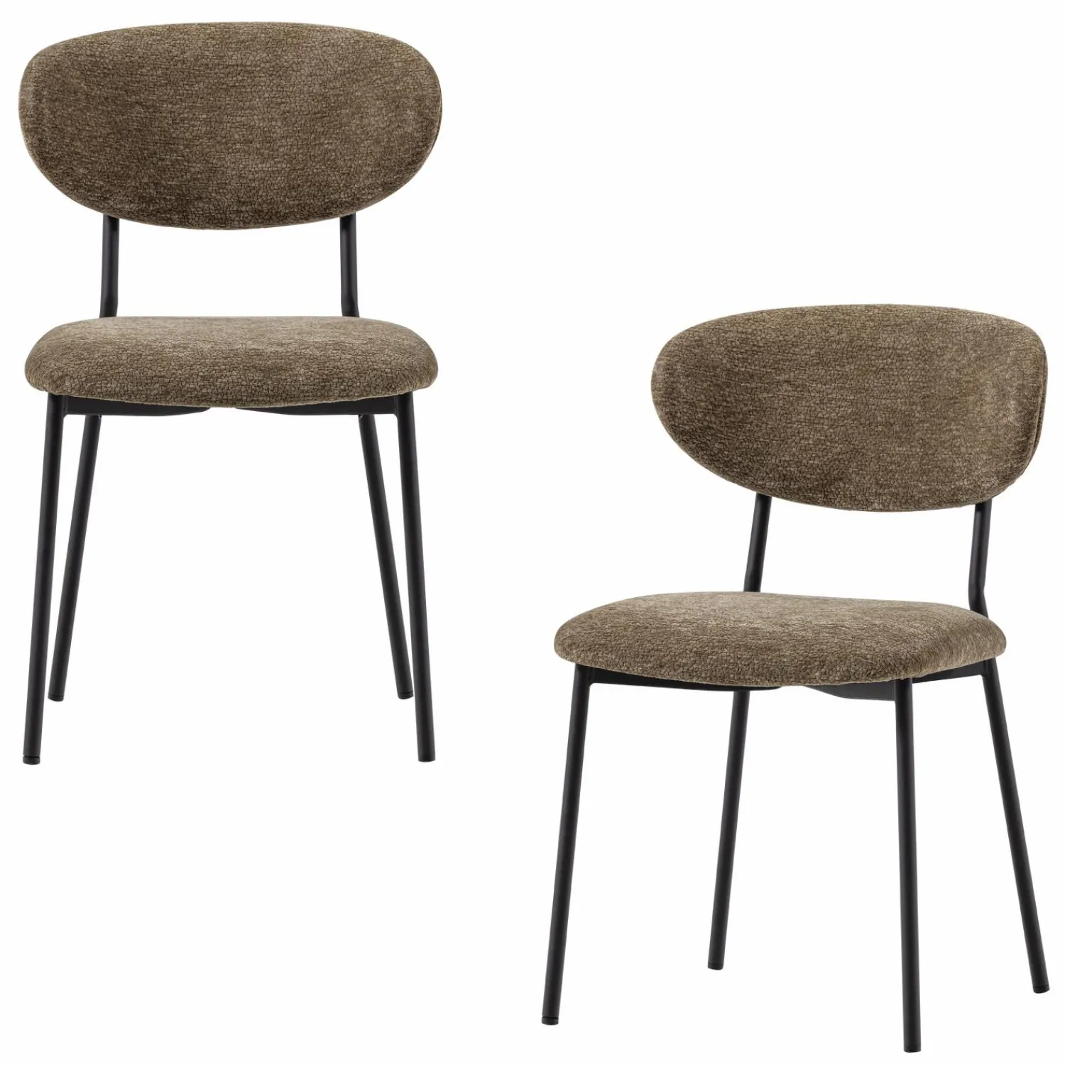 Clearance WOOOD Kjeld eetkamerstoel chenille structuur Groen