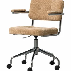 Discount WOOOD Kova bureaustoel geweven ribstof donker zand