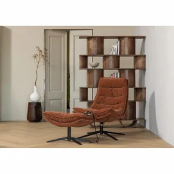 Online WOOOD Kube draaifauteuil met hocker Bruin