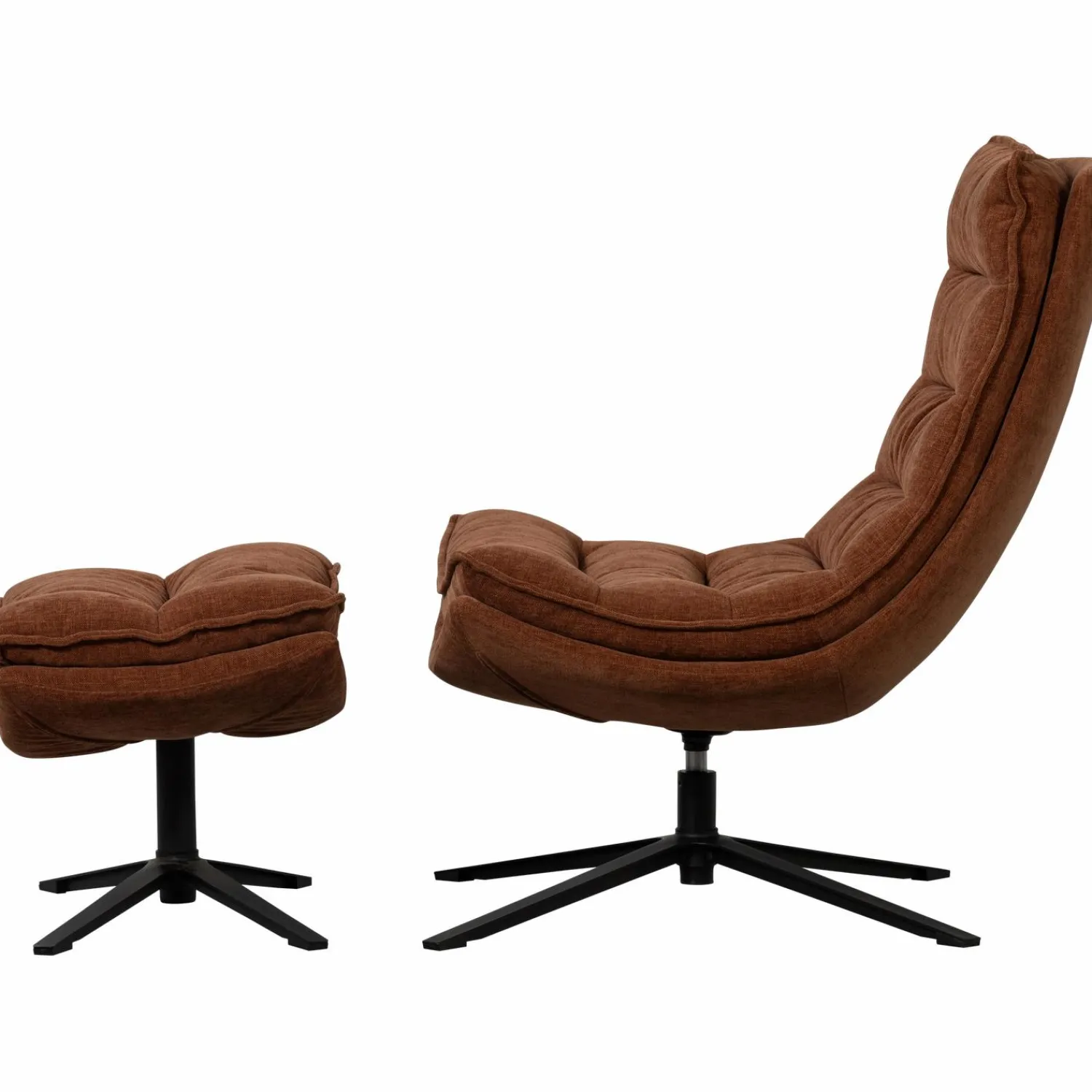 Online WOOOD Kube draaifauteuil met hocker Bruin