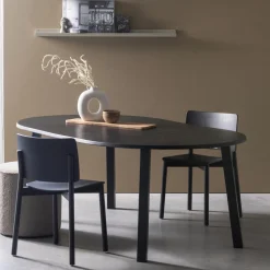 Sale WOOOD Lange Jan uitschuifbare eettafel rond eiken Blacknight