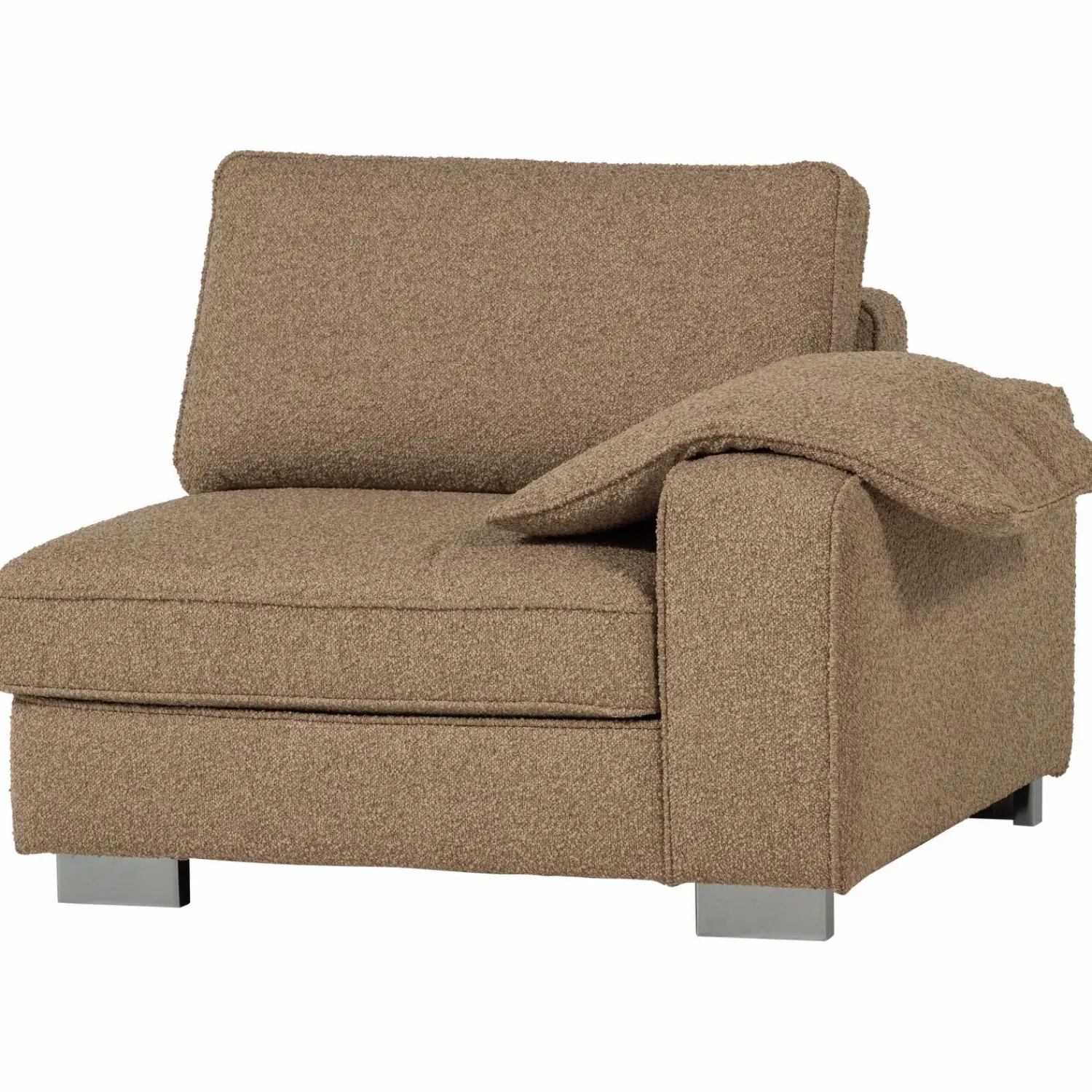 Best WOOOD Lazy 1-zits element met arm rechts bouclé Bruin