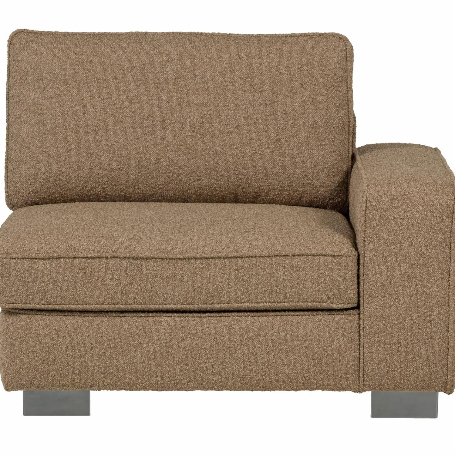 Best WOOOD Lazy 1-zits element met arm rechts bouclé Bruin