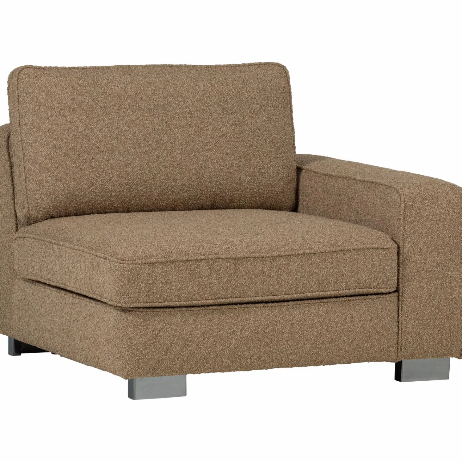 Best WOOOD Lazy 1-zits element met arm rechts bouclé Bruin