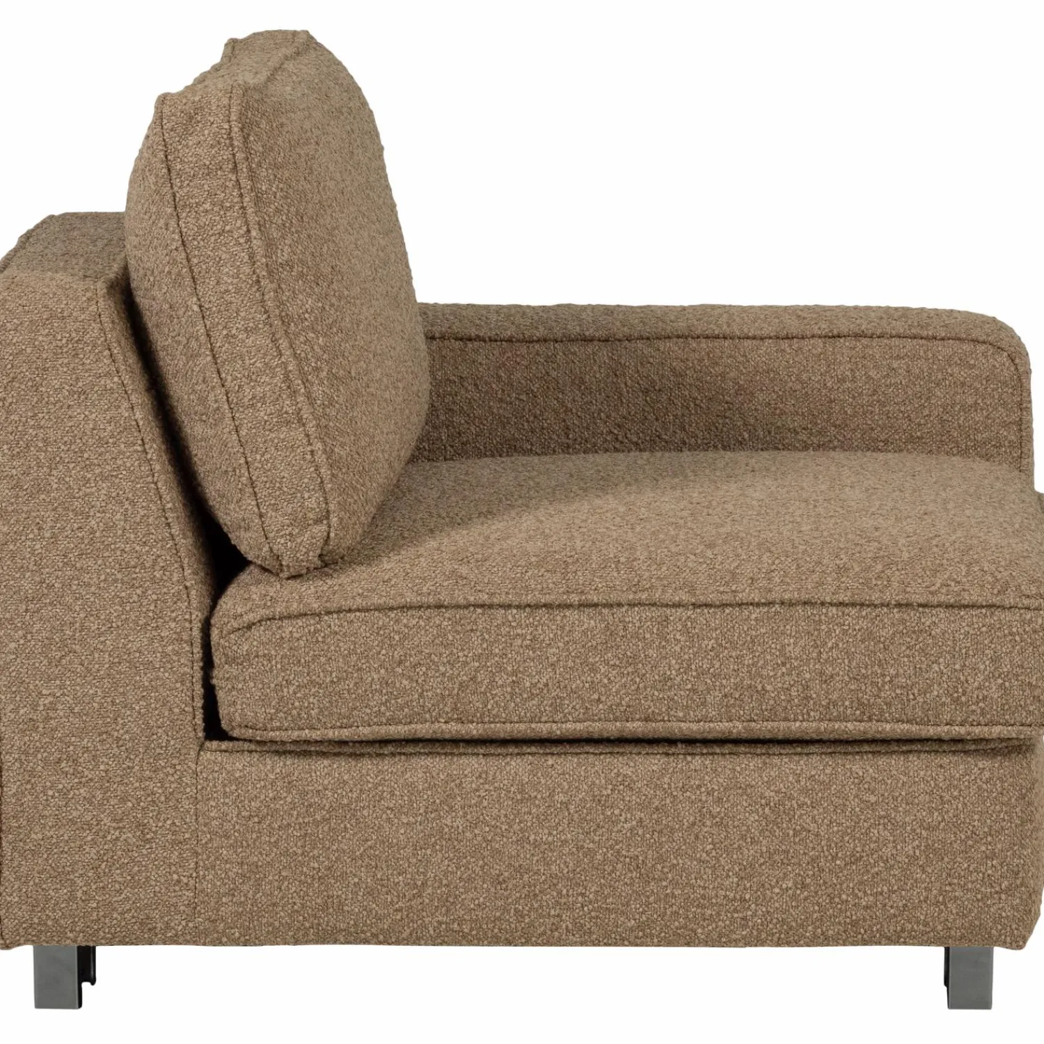 Best WOOOD Lazy 1-zits element met arm rechts bouclé Bruin