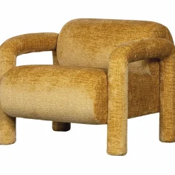 Clearance WOOOD Lenny fauteuil in grove textuur Goud/geel