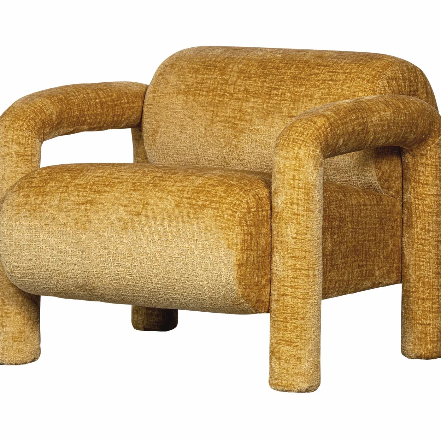 Clearance WOOOD Lenny fauteuil in grove textuur Goud/geel