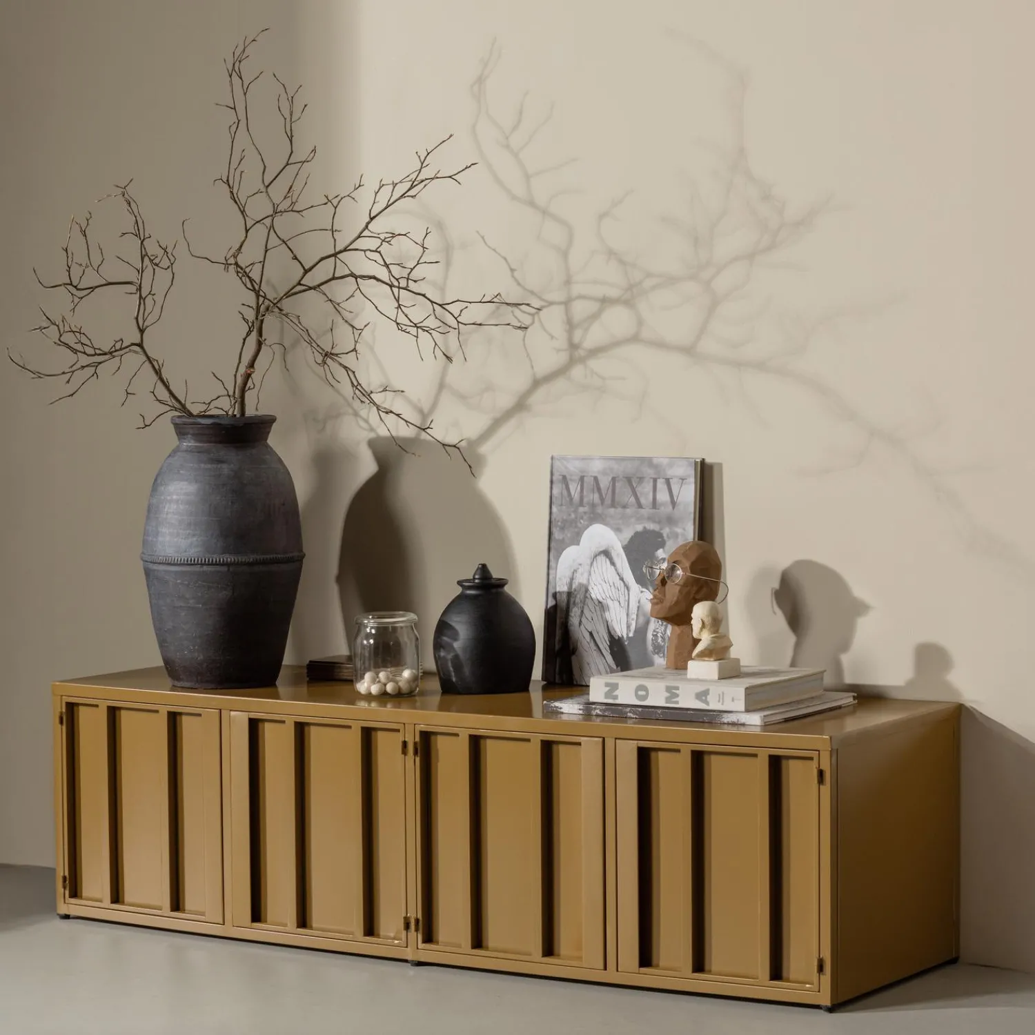 New WOOOD Level tv meubel metaal 44x160 cm Honinggeel