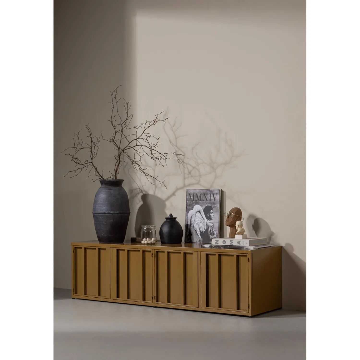 New WOOOD Level tv meubel metaal 44x160 cm Honinggeel