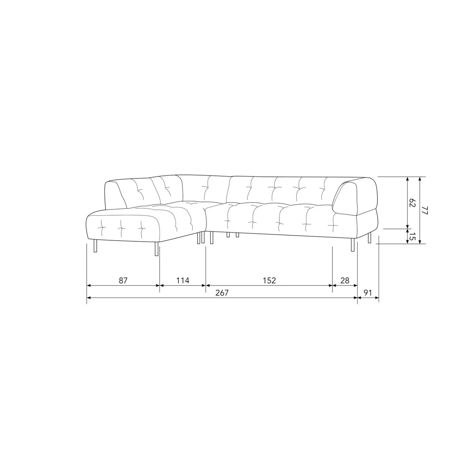 New WOOOD Lloyd hoekbank links velvet Kaneel