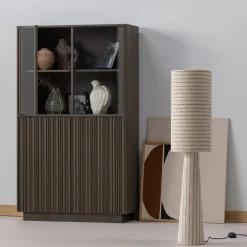 Hot WOOOD Loft vloerlamp metaal/bouclé met strepen 130 x Ø 30 cm Naturel