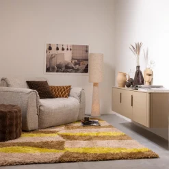 WOOOD Loft vloerlamp metaal/bouclé met stippen 130 x Ø 30 cm Naturel