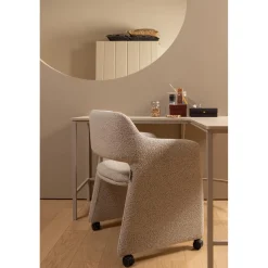 Hot WOOOD Lyric eetkamerstoel met wielen greige