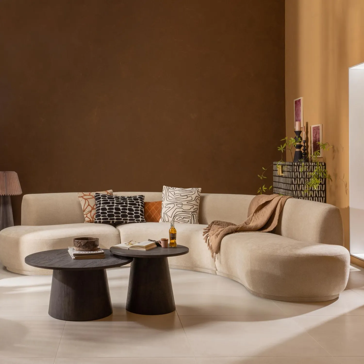 Outlet WOOOD Maan salontafel mdf donkerbruin 45xø60 cm