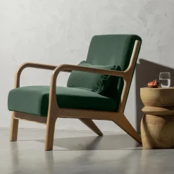Hot WOOOD Mark fauteuil velvet fles Groen