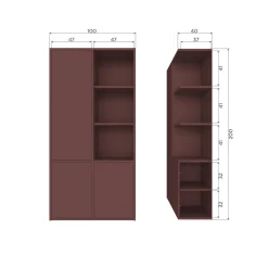 Sale WOOOD Merel opbergkast grenen rood Bordeaux