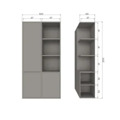 WOOOD Merel opbergkast grenen warmgrijs Warm grijs