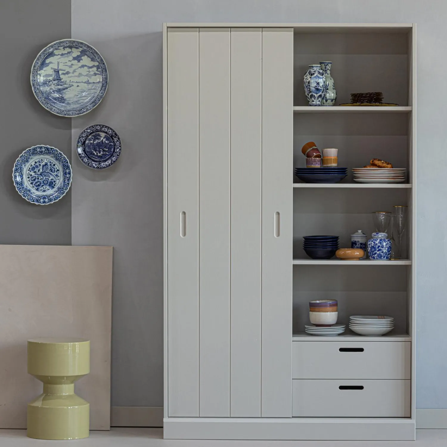 Clearance WOOOD Mila schuifdeurkast grenen dust