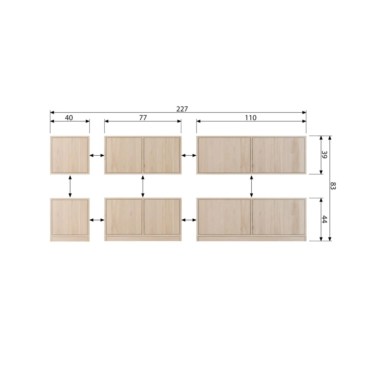 Online WOOOD Modulair onderkast 77 cm eiken naturel mat
