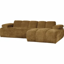 WOOOD Mojo chaise longue bank rechts ribstof Honinggeel