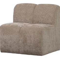 Clearance WOOOD Mojo eetbankje 84 cm met rugleuning ribstof donker zand Donkerzand