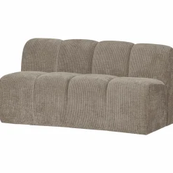 WOOOD Mojo eetbankje 164 cm met rugleuning ribstof donker zand Donkerzand