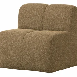 Outlet WOOOD Mojo eetbankje 84 cm met rugleuning bouclé Geel/bruin melange