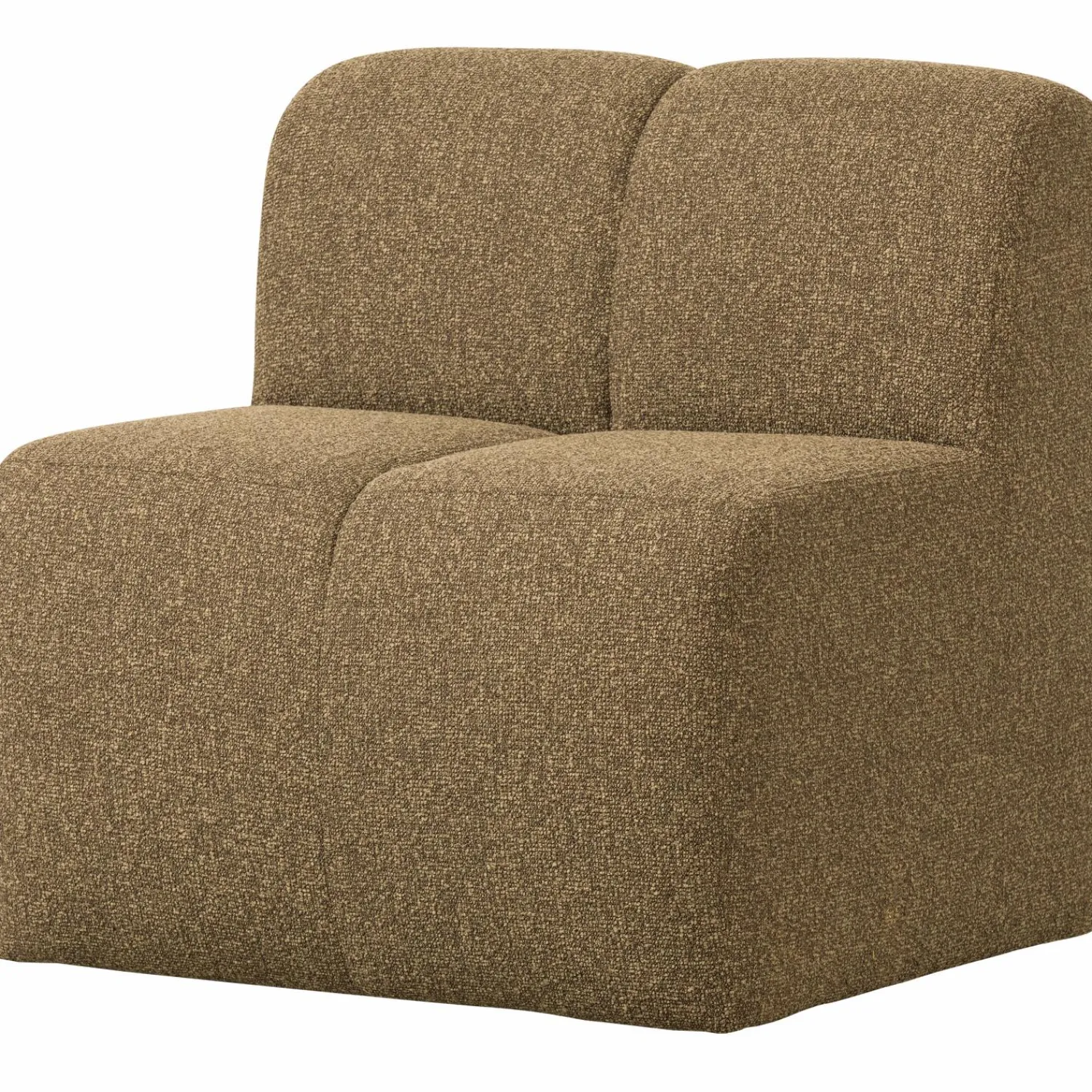 Outlet WOOOD Mojo eetbankje 84 cm met rugleuning bouclé Geel/bruin melange