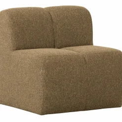 Outlet WOOOD Mojo eetbankje 84 cm met rugleuning bouclé Geel/bruin melange