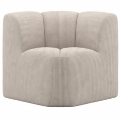 Outlet WOOOD Mojo eetbankje hoek met rugleuning ribstof ecru