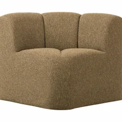 Best WOOOD Mojo eetbankje hoek met rugleuning bouclé Geel/bruin melange