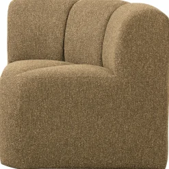 Best WOOOD Mojo eetbankje hoek met rugleuning bouclé Geel/bruin melange