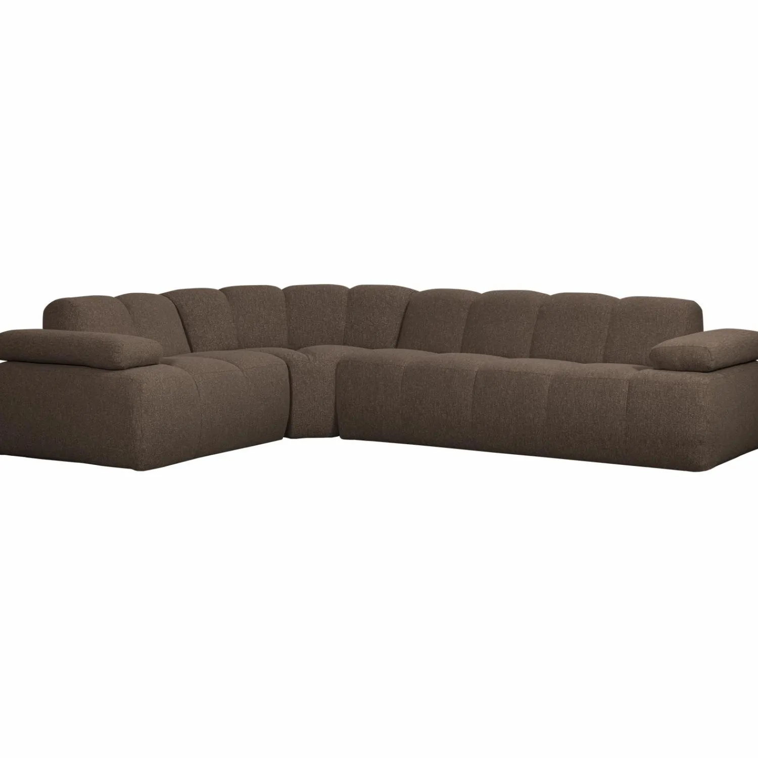 Online WOOOD Mojo hoekbank links bouclé Bruin melange