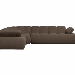 Online WOOOD Mojo hoekbank links bouclé Bruin melange