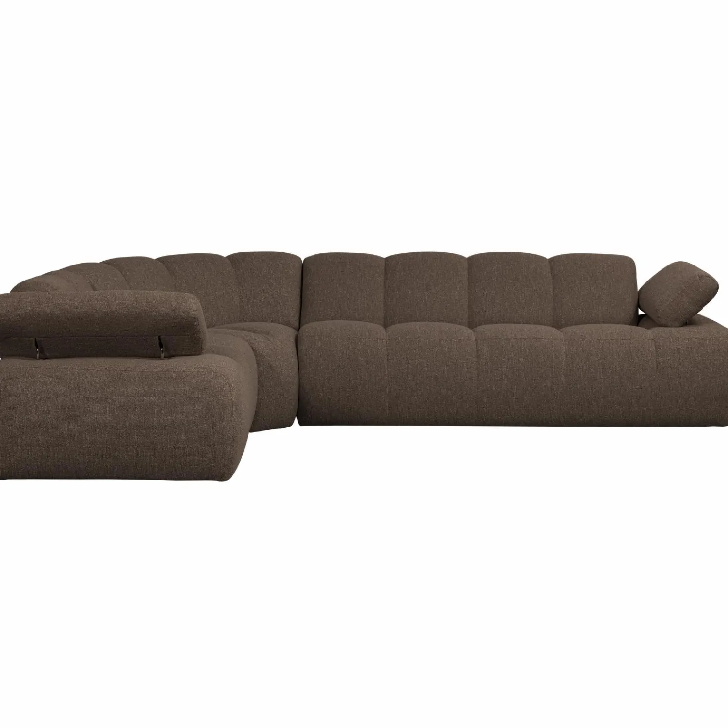 Online WOOOD Mojo hoekbank links bouclé Bruin melange