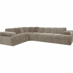 Hot WOOOD Mojo hoekbank links ribstof donker zand Donkerzand