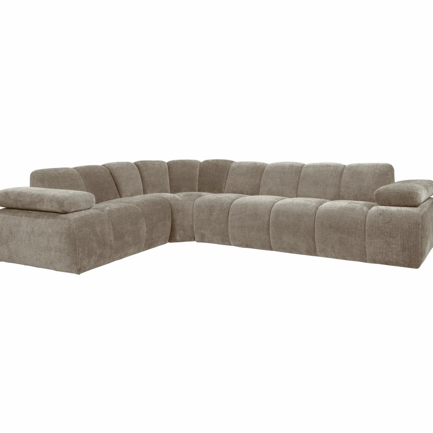 Hot WOOOD Mojo hoekbank links ribstof donker zand Donkerzand