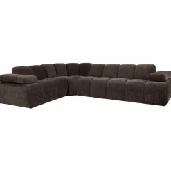 Outlet WOOOD Mojo hoekbank links ribstof Bruin