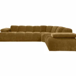 Online WOOOD Mojo hoekbank rechts ribstof Honinggeel