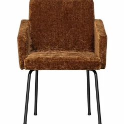 Hot WOOOD Mount eetkamerstoel met armleuning 3D chenille Middenbruin