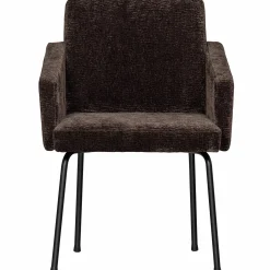 Discount WOOOD Mount eetkamerstoel met armleuning 3D chenille Donkerbruin