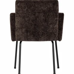 Discount WOOOD Mount eetkamerstoel met armleuning 3D chenille Donkerbruin