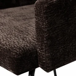 Discount WOOOD Mount eetkamerstoel met armleuning 3D chenille Donkerbruin