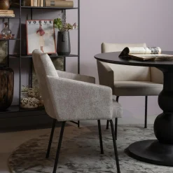 Clearance WOOOD Mount eetkamerstoel met armleuning grof geweven stof Naturel