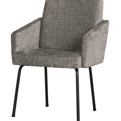 Sale WOOOD Mount eetkamerstoel met armleuning grof geweven stof Taupe
