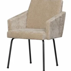 Discount WOOOD Mount eetkamerstoel met armleuning 3D chenille Zand