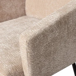 Discount WOOOD Mount eetkamerstoel met armleuning 3D chenille Zand