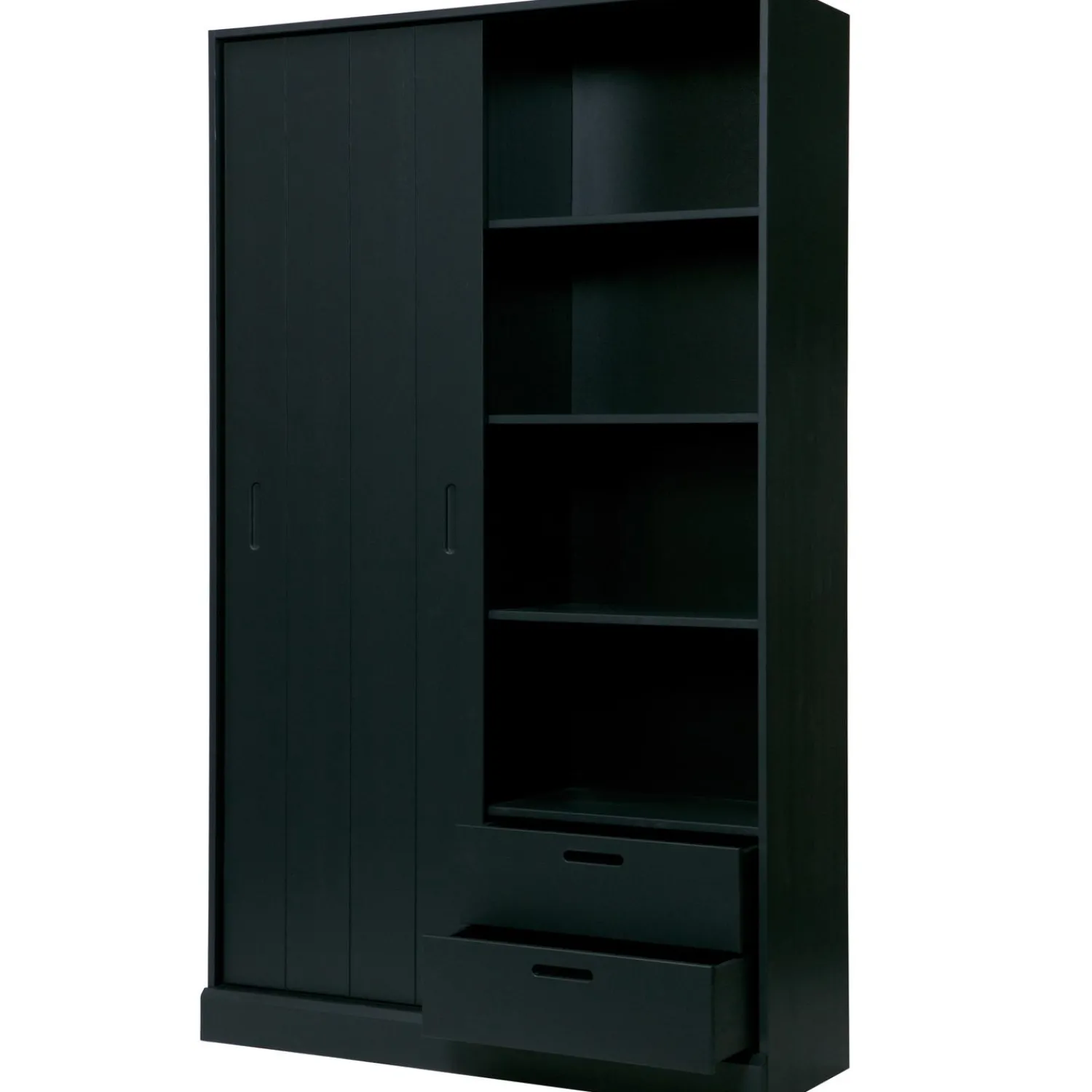 Online WOOOD Move schuifdeurkast grenen matzwart