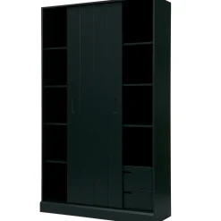 Online WOOOD Move schuifdeurkast grenen matzwart